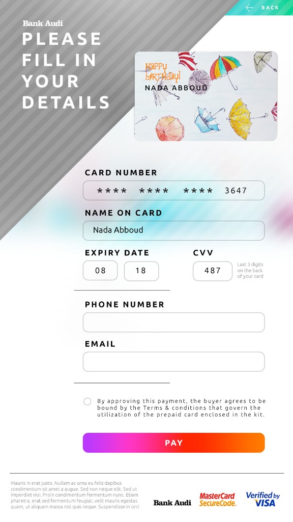 Payment form with card details and secure checkout