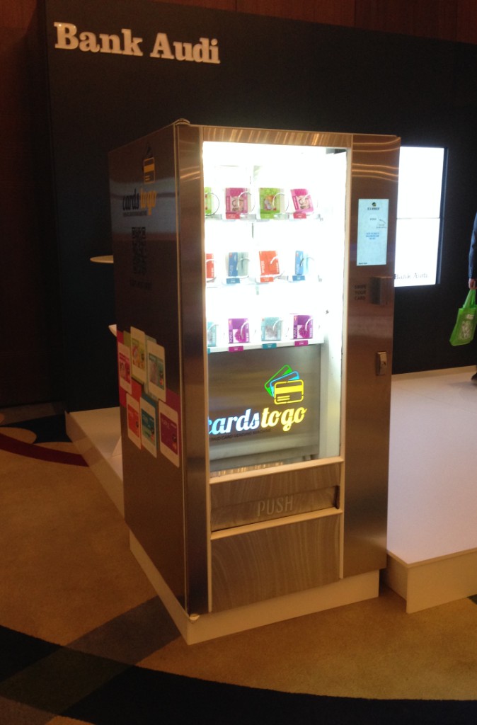 Bank Audi Cards to Go vending machine at Arabnet 2014